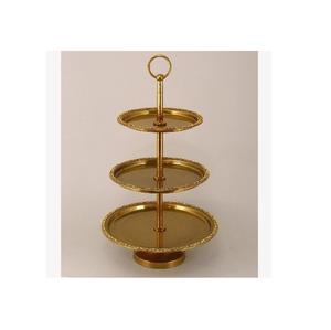 Présentoir à gâteaux ou à desserts en métal plaqué or de forme ronde au design unique personnalisable pour les mariages et les fêtes - Product Image 6