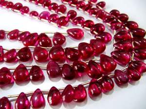 High Quality Imitation Ruby Plain Tear <b>Drop</b> Beads 5x7mm to 10x14mm Red 6-Inch Strand for Jewelry Making - Product Image 3