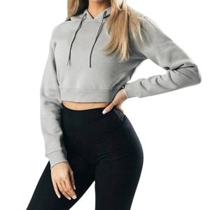 Top élégant femmes de haute qualité anti-boulochage haut court sweats à capuche respirant hiver sweat avec logo avant et col à capuche - Product Image 4