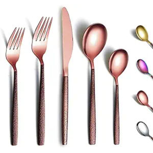 Ensemble de Couverts et Vaisselle en Acier Inoxydable Or Rose Poli Brillant pour Fêtes et Événements – Collection Artisanale pour Table - Product Image 1