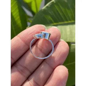925 <b>Silver</b> Crescent Moon <b>Statement</b> <b>Ring</b> Boho Style Gemstone Men's <b>Ring</b> Rhodium Plated with Cut Stone Inlay Everyday Wear Jewelry - Product Image 5