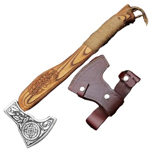 Jexmoo Hache à fendre Tomahawk artisanale en acier inoxydable de 19,5 pouces avec manche en bois de rose et étui en cuir – Cadeau idéal pour les activités de plein air - Product Image 1