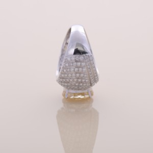 Bague pavée en or jaune, blanc et rose 14 carats, plaquée rhodium, avec diamant ovale fantaisie jaune clair de 4,41 carats cultivé en laboratoire, certifié IGI, style vintage - Product Image 5