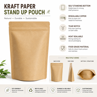 Sacs d'emballage alimentaire refermables en papier kraft écologique, biodégradables et recyclables, avec fermeture éclair, design personnalisé pour les entreprises