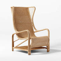 Fauteuil lounge en rotin moderne à dossier haut avec design antique, durable et écologique, pour un confort relaxant en extérieur