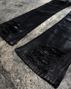 Pantalones Vaqueros de Diseño Personalizado, Ajustados, con Tachuelas, Rotos, Desgastados, Encerados, de Campana, Acampanados, Holgados, Apilados, para Hombre - Product Image 3