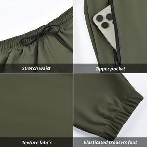 Conjunto informal de dos piezas para correr para hombre, pantalones de chándal de algodón Pima 100%, chándales transpirables de patrón sólido para invierno - Product Image 6
