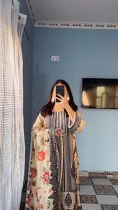 เสื้อพิมพ์ลายดิจิทัลผ้าคอตตอนผ้ามัสลินมีกระจกแท้และเพชรแท้ทำงานด้วยมือด้านบนและด้านล่างพร้อม dupatta - Product Image 4