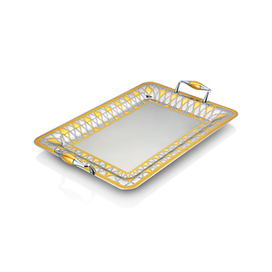 Top Qualité Fantaisie Table Top Métal Gravé Conception Plateau De Service À La Main Rectangulaire Traditionnel Cuisine Alimentaire Plateau De Service - Product Image 5