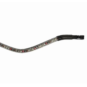Excellente qualité 3 rangées de cristaux multicolores strass chaîne diamante forme incurvée profonde cuir cheval front bande pour bride - Product Image 2