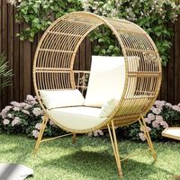 Full Set Langlebiges Rattan Egg Chair Tages bett Schöne Gartenmöbel für Park Garden Wohnzimmer Villen Schlafzimmer Restaurants Hotels