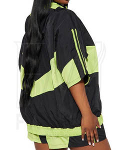 Tenues fermeture éclair avant taille élastique deux pièces ensembles avec emballage personnalisé femmes été coupe-vent ensembles - Product Image 5