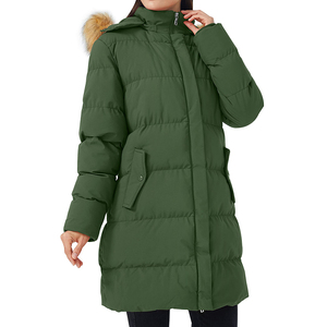 Chaqueta Larga Reversible Impermeable y Cortavientos para Mujer, Chaqueta Acolchada con Capucha para Invierno, Manga Larga, Cierre Completo de Poliéster - Product Image 3