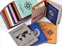 Tempat Paspor Kulit Personalisasi, Sampul Paspor Kulit dengan Ukiran Laser Kustom, Dompet Perjalanan Kulit, Hadiah Personalisasi