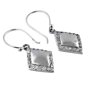 Boucles d'oreilles en argent pour femmes avec cristaux de zircone cubique, bijoux - Product Image 1