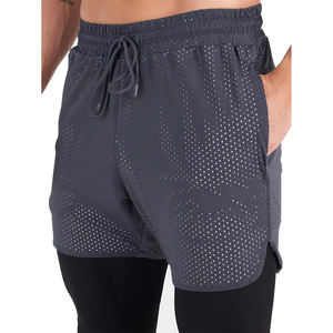 กางเกงขาสั้นตาข่ายสำหรับเด็กผู้ชายสีดำระบายอากาศได้ดีสวมใส่สบายกางเกงฝึกกีฬาผ้าตาข่ายวิ่ง - Product Image 3
