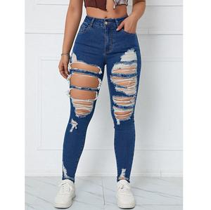 Women's New Arrival Breathable <b>Stretch</b> <b>Denim</b> Pants Long Cut with Casual Straight Style Mid Waist and Ripped Small Legs From BD - Product Image 2