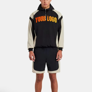 2025 Heavy Weight half <b>zip</b> up Two Piece hoodie and <b>Short</b> Set for <b>Men's</b> Customize panel work <b>With</b> <b>Pockets</b> Hoodie and <b>Shorts</b> Set - Product Image 4