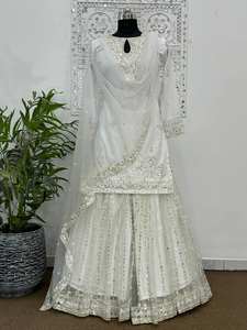 Traje étnico Sharara estilo Bollywood con detalles de lentejuelas bordados elegantes que incluyen Dupatta para ocasiones especiales de fiesta - Product Image 6