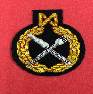 Insignia Bordada a Mano de Tenedor y Cuchillo, Insignia de Hilo Metálico Dorado para Blazer, Insignias de Hilo Metálico Ligeras OEM - Product Image 6