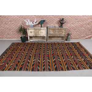 Alfombra Turca Grande de 5.4x9.8 pies, Alfombra de Lana Marrón Naranja Vintage con Borde - Product Image 2