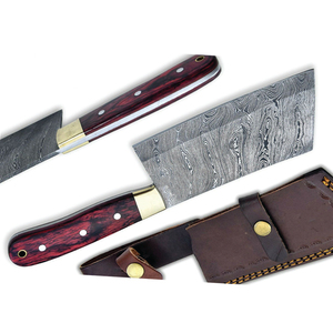 Chef de cuisine en acier damas fait à la main ensemble de couteaux intelligents couteau de coupe de légumes en acier au carbone de haute qualité en bois de Pakka - Product Image 1