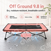 CanboPet-Cama plegable elevada para mascotas, cuna de viaje, portátil, transpirable, con malla de Textilene, cama refrescante para perros