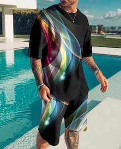 Ensembles de t-shirts et shorts à la mode d'été pour hommes Sublimation sur impression complète sur polyester tricoté respirant Style homme - Product Image 3