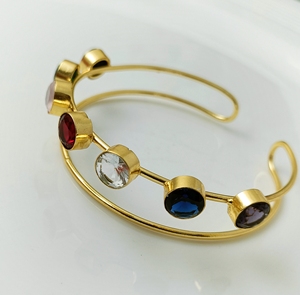 Bracelet en laiton doré avec quartz, bijoux élégants vintage pour femmes - Product Image 5