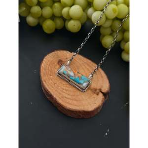 Collar de Barra de Plata de Ley y Turquesa Mohave Johnny Dixon para Regalo - Product Image 4