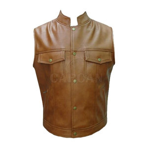 Chaleco de cuero de invierno para hombre personalizado de la mejor calidad, duradero, impermeable, superventas, diseño superior para uso en exteriores, decoración con botones y logotipo - Product Image 1