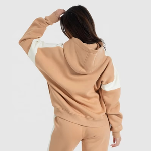 Sudaderas con Capucha de Forro Polar con Logotipo Frontal en Contraste de Color y Hombros Caídos de Invierno de Marca Personalizada, 100% Algodón para Mujer - Product Image 2