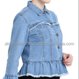 Chaquetas vaqueras desgastadas de moda para mujer al por mayor y personalizadas, Chaquetas vaqueras de colores personalizadas para mujer transpirables - Product Image 2