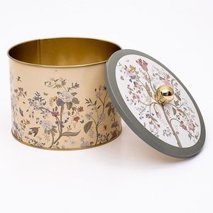 Pastel Yellow Floral Design Metal round Canister Knob Handle Ø175x130mm for Food Storage & Container - Product Image 2