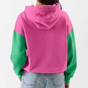 High Quality Winter Solid Knitted 100% Cotton <b>Women</b> Streetwear Oversized Pullover <b>Hoodies</b> Plain Dyed Customized Color <b>Pink</b> Green - Product Image 4
