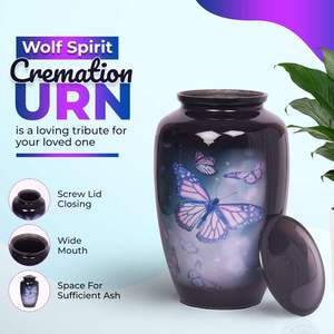 Urne funéraire moderne fabriquée à la main de 200 lb pour adultes, design papillon élégant, cercueil commémoratif de luxe pour animaux de compagnie, couleur noire - Product Image 2