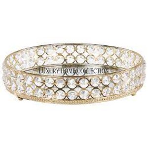 Sofisticada bandeja de espejo de vidrio de metal de filigrana con bordes elegantes para regalos de comedor opulentos y uso de ocasiones especiales - Product Image 1