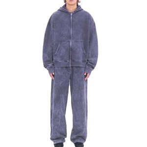 Conjunto de Chándal Unisex Personalizado Lavado, 100% Algodón, con Estampado, Lavado Ácido, Efecto Desgastado, Corte Acampanado, de Alto Gramaje 2026 - Product Image 1