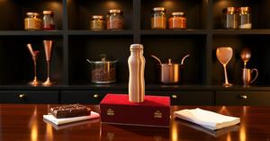 Handmade Copper Water Metal Bottle Modern Style Leak-Proof and Joint-Free for Travel with its <b>Red</b> Velvet <b>Gift</b> <b>Box</b> - Product Image 5