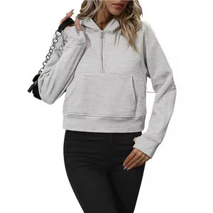 Sudadera con Capucha Corta para Mujer, Estampada, con Logotipo Personalizado en la Parte Delantera, 100% Algodón de Alta Calidad, Talla Grande, OEM, Venta Caliente - Product Image 3