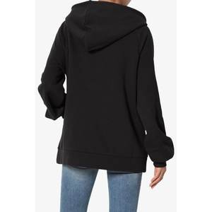 Sweat à capuche oversize à manches bouffantes longues en velours 100% coton pour femmes, personnalisable, épaules tombantes, sweat à capuche uni - Product Image 2