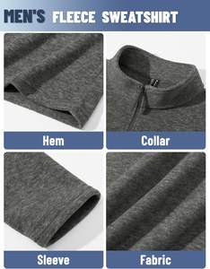 2024 <b>Men's</b> Long Sleeve <b>Quarter</b>-<b>Zip</b> Pullover Work Jacket Fleece-Lined Thermal <b>Sweater</b> with Stand Collar for Winter Golf Season - Product Image 5