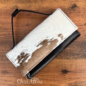 กระเป๋าคลัทช์หนังวัวแท้จากดีไซเนอร์สินค้าใหม่กระเป๋าสตางค์หนังสีดำเปิดปิดเป็นของขวัญสำหรับผู้หญิง - Product Image 1