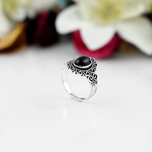Anillo de estilo bohemio de Plata de Ley 925 con piedras preciosas de ónix negro hecho a mano boda/Joyería de fiesta regalo de mujer - Product Image 4