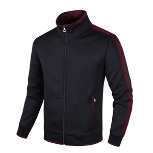 Survêtement en molleton 100% coton noir uni teint, best-seller, pour hommes, avec col montant et fermeture éclair, taille plus pour les sports d'hiver - Product Image 3