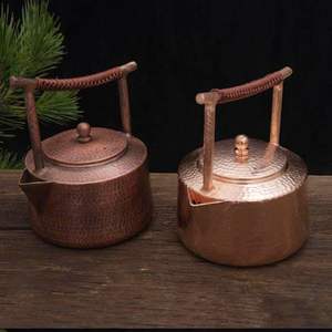 Bouilloire à thé en cuivre massif avec poignée ergonomique, finition martelée épaisse, théière - Product Image 3