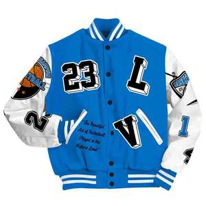 Blue Varsity Jacket 23 Patch GOAT Gráfico Baloncesto Letterman Coat Hip Hop Streetwear Retro Baseball Bomber - Product Image 1
