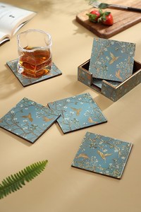 Dessous de verre en bois Ensemble de sous-verres plats carrés à motifs multiples pour la décoration de la maison - Product Image 2
