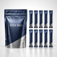 Sachet stick métallisé pour poudre d'électrolytes et de probiotiques, emballage individuel imprimé sur mesure