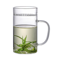 Tasse à thé en verre borosilicaté avec infuseur et couvercle pour amateur de thé